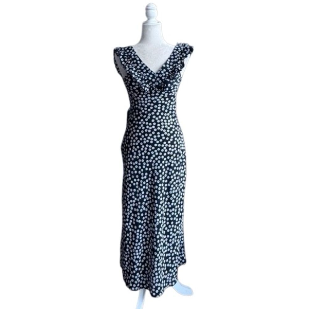 Commense Sleeveless Dress Black White Midi Floral Romantic Classic SZ XS NEW